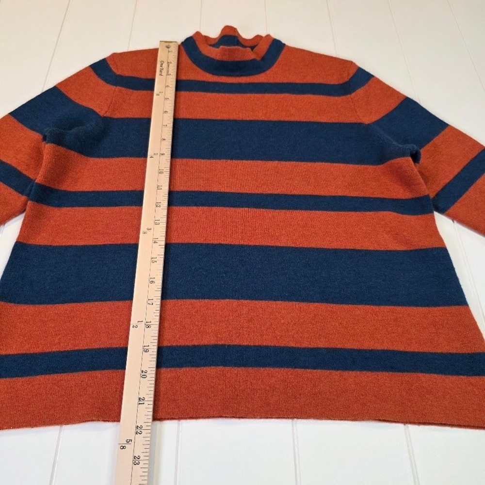 Toad&Co Women S Joni Bell Sleeve Sweater Orange Blue Stripe Mock Neck Wool Blend - Picture 9 of 9